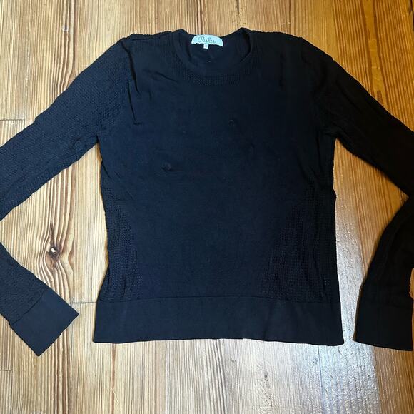Parker Design sleeve knit black long designer tee SIZE S - Picture 1 of 4